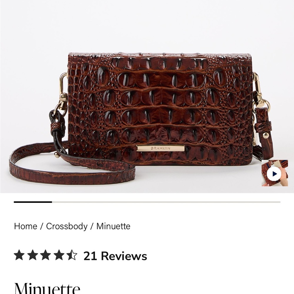 Brahmin Brown Crossbody Bag with Croc Embossed Leather